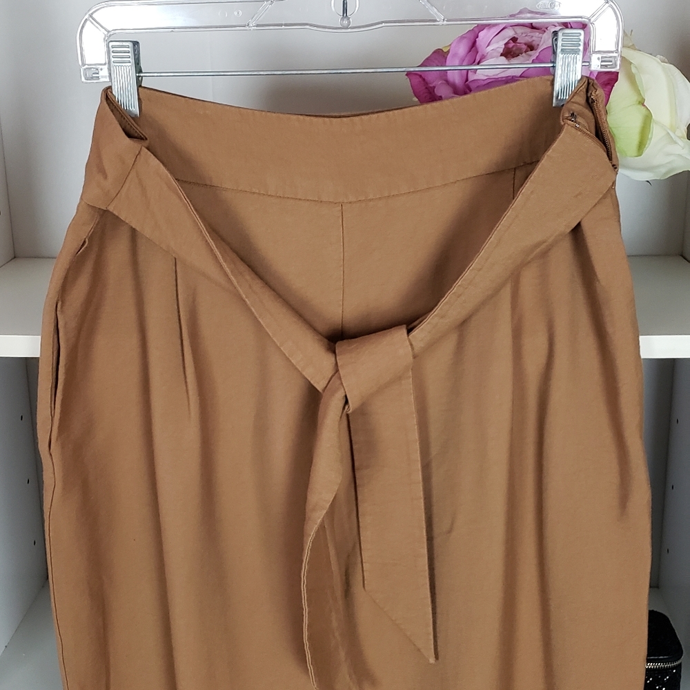 Leith Brown Self Tie Front Pants SZ L - Picture 2 of 6